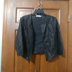 Calvin Klein Black faux leather eyelit jacket